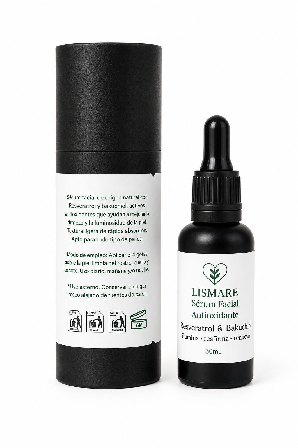 Sérum facial con Resveratrol y Bakuchiol 30 ml – Antioxidante - Renueva, reafirma e ilumina – Lismare_5