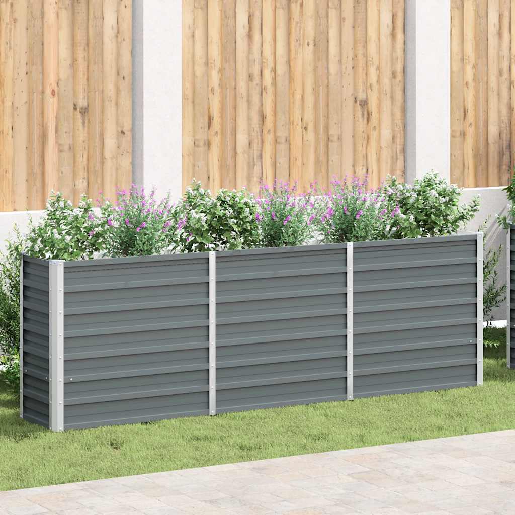 Arriate Elevado De Jardín Acero Galvanizado Gris 240x40x77 Cm_1