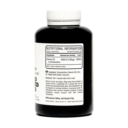 Vitamina D3 4000 UI Natural Hivital 300 perlas