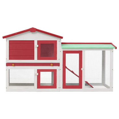 Jaula De Animales Grande Madera Rojo Y Blanco 145x45x84 Cm_3
