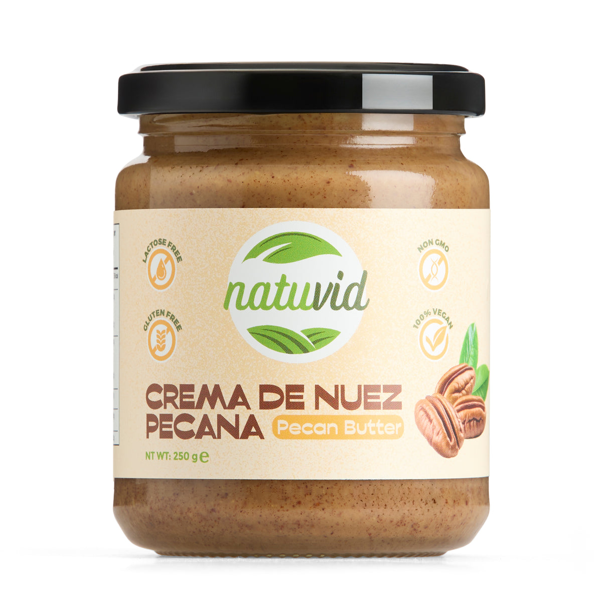 Crema de Nuez Pecana Natuvid | 100% NATURAL | 250gr | SIN GLUTEN | SIN LACTOSA | 100% VEGANA | NON-GMO_0