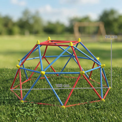 Outsunny Cúpula De Escalada Para Niños De 3-8 Años Ø183x90 Cm Rojo Y Azul_2