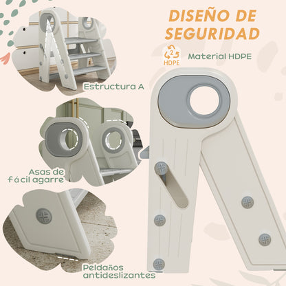 Aiyaplay Taburete Para Niños Plegable Y Ajustable Con Asa Gris Y Blanco_5