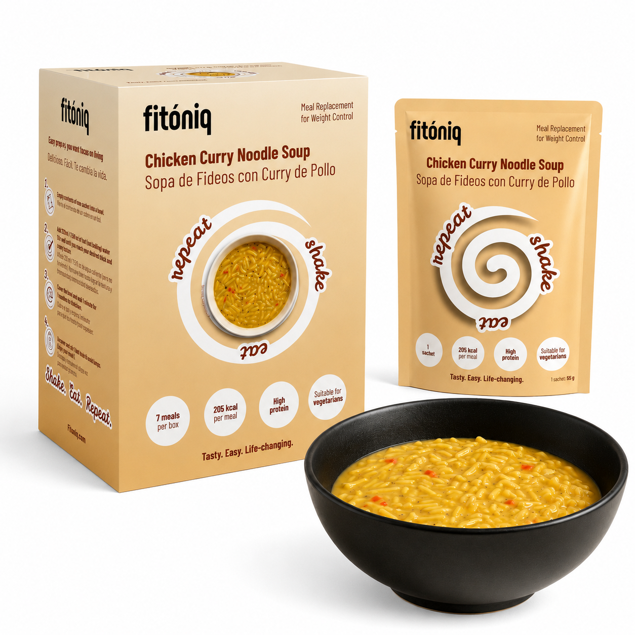Sopa De Fideos Con Sabor Curry De Pollo Fitóniq, 7 sobres_1