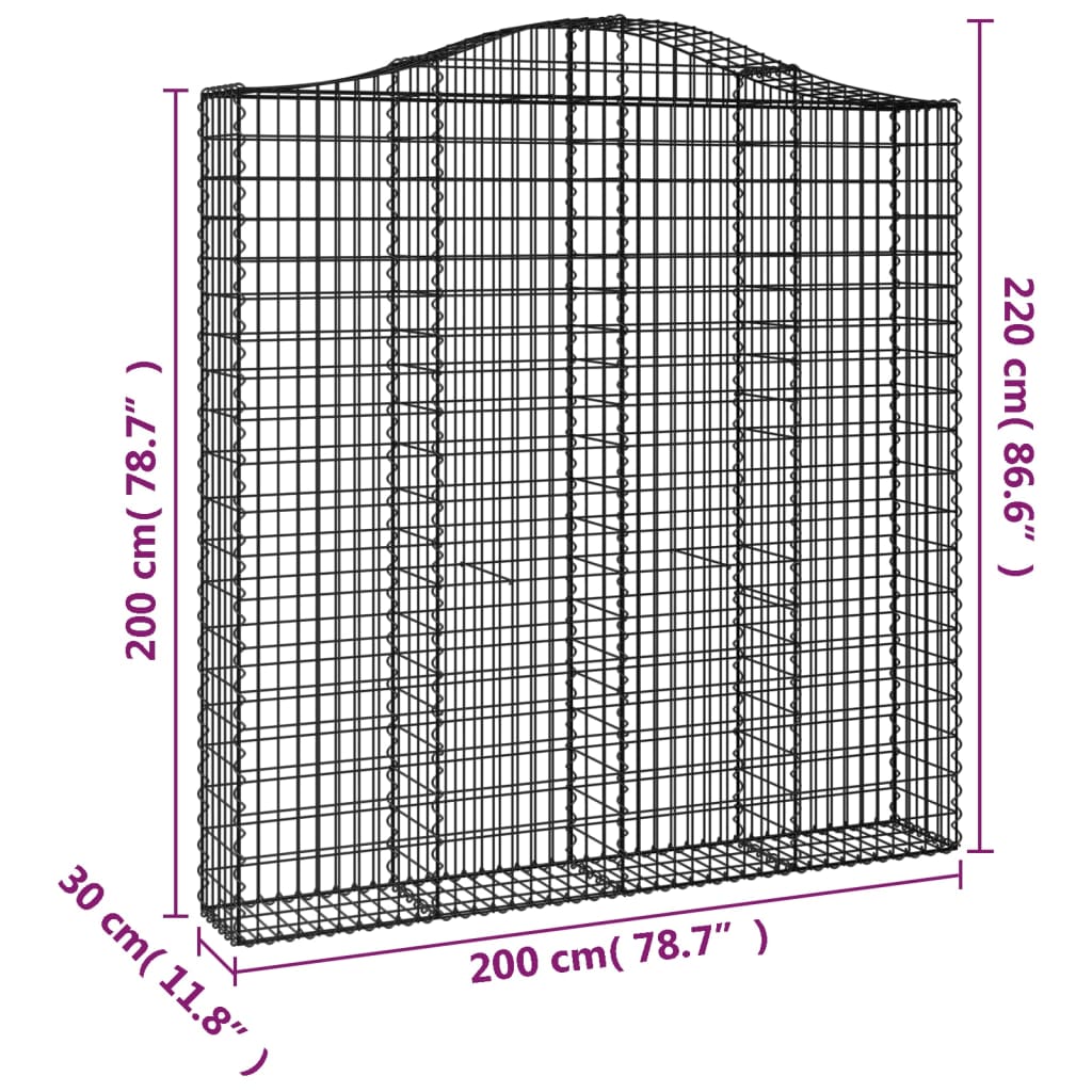 Cestas De Gaviones 3 Uds Forma De Arco Hierro 200x30x200/220 Cm_5