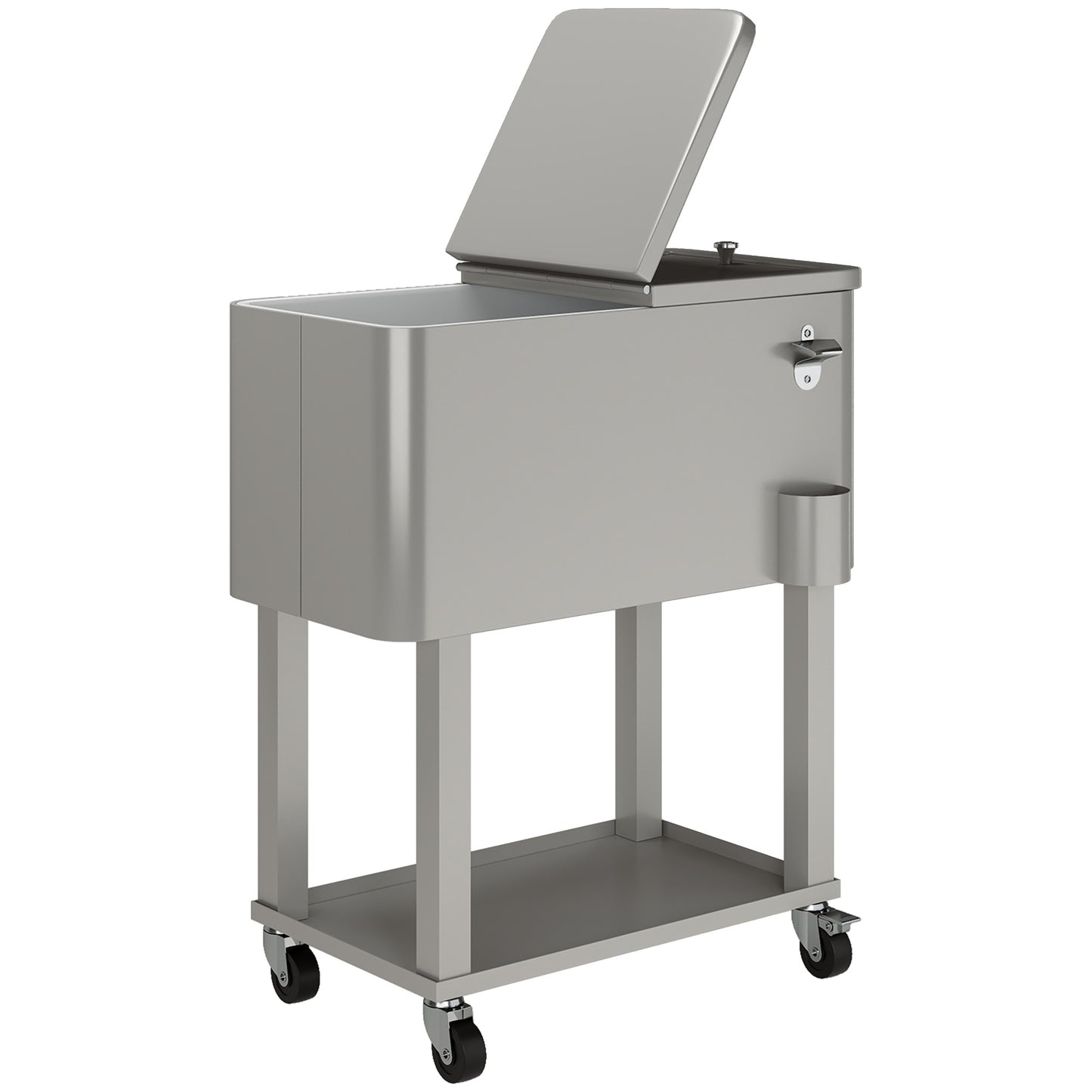 Outsunny Carro De Bebidas Refrigerado 56l Con Ruedas 67x35x80 Cm Gris Claro_0