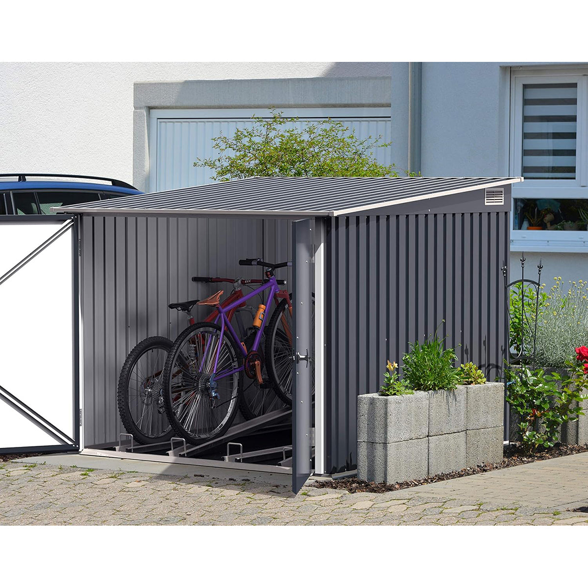 Guarda Bicicletas Duramax Metálico 203 X 202 X 162,5 Cm. Color Gris Antracita_1
