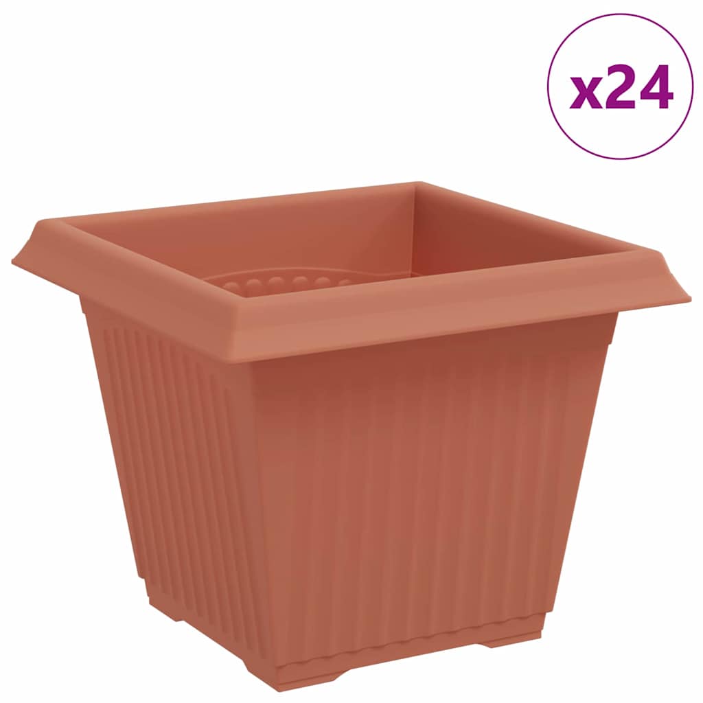 Maceta Cuadrada Para Flores 24 Pcs Rojo Ladrillo Plástico_0