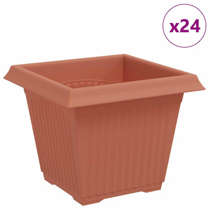 Maceta Cuadrada Para Flores 24 Pcs Rojo Ladrillo Plástico_0
