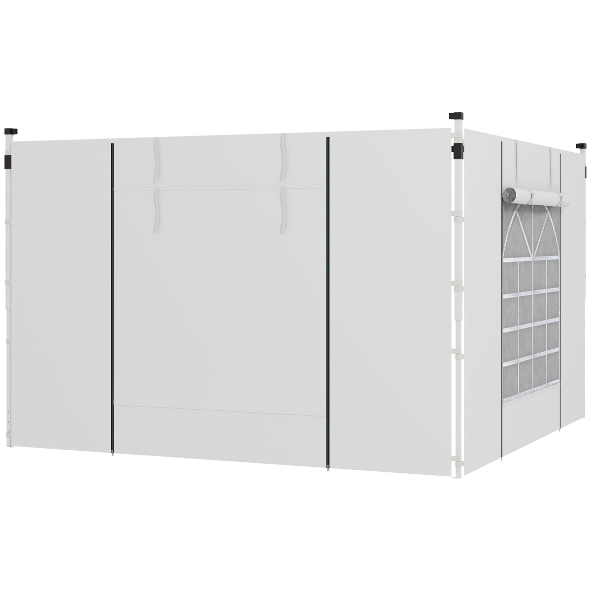 Outsunny Paredes Laterales Para Carpa De 2 Paneles 295x195 Cm Con Ventana Blanco_0
