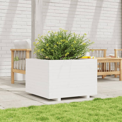 Jardinera Madera Maciza De Pino Blanco 70x70x49,5 Cm_2