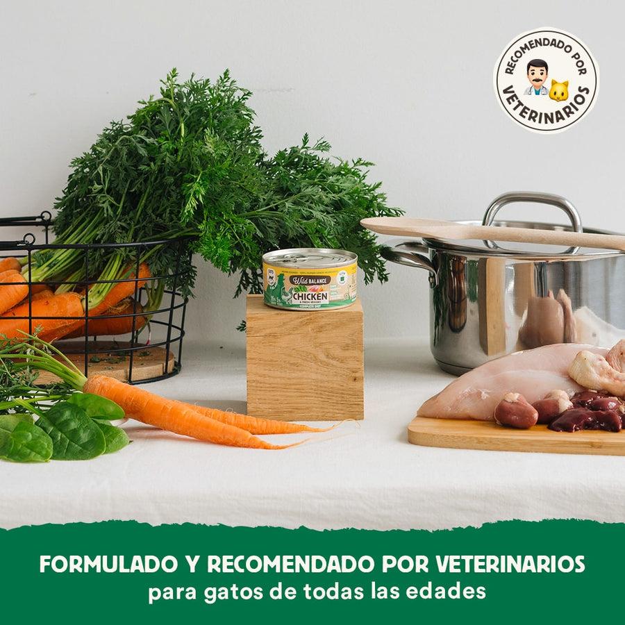 Pack Lata de pollo BARF para gatos 6 x 120 g Wild Balance