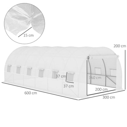 Outsunny Cubierta De Invernadero Túnel 6x3x2m 12 Ventanas Y Puerta Enrollable_2