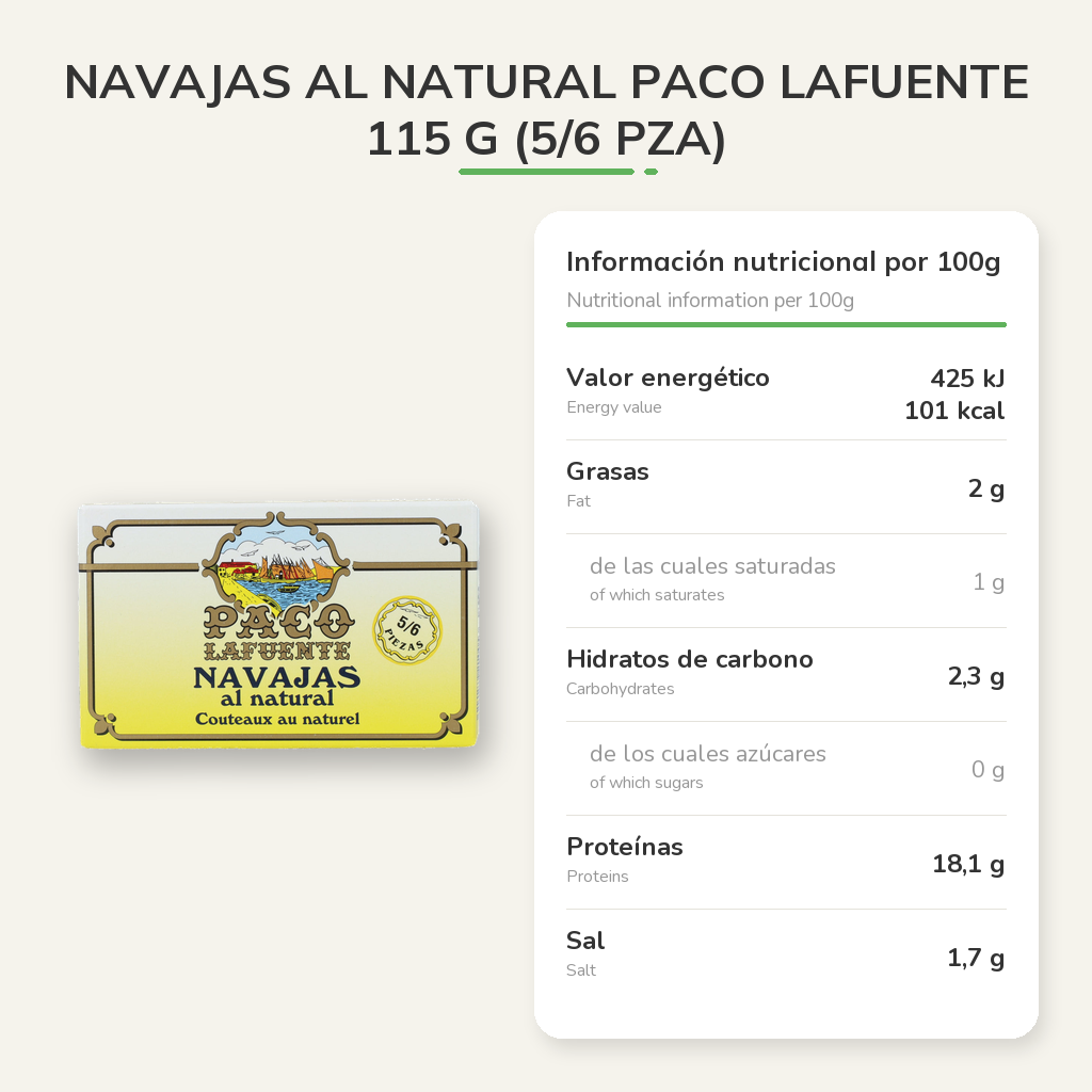 Información nutricional