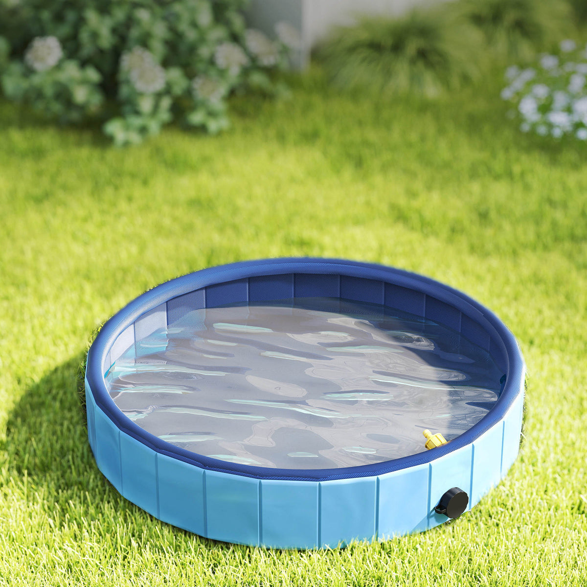 Pawhut Piscina Para Perros Plegable Con Aspersor Antideslizante Resistente Azul_4