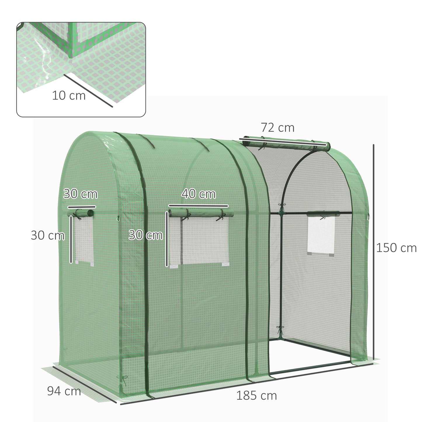 Outsunny Invernadero De Jardín Con 4 Ventanas 2 Puertas 185x94x150 Cm Verde_2