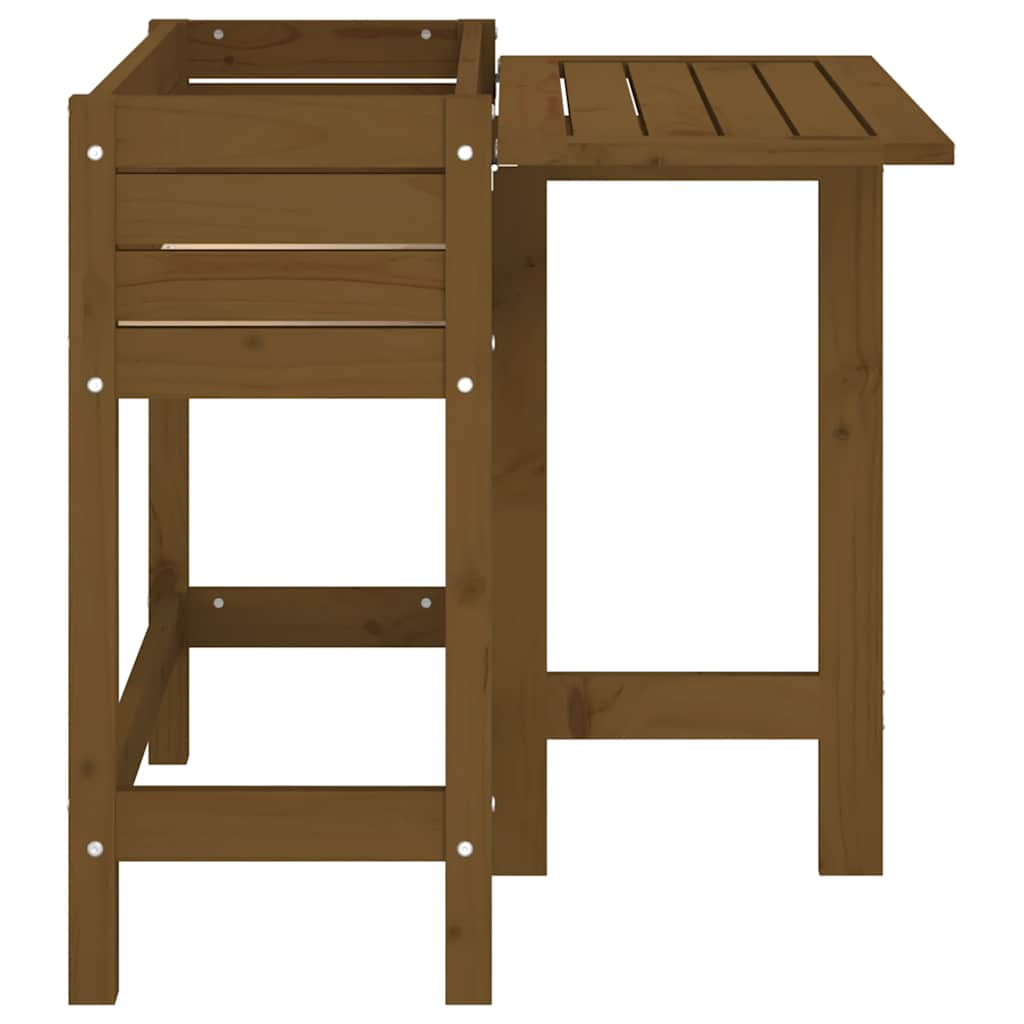 Jardinera Con Tapa Plegable Madera Maciza De Pino Marrón Miel_4