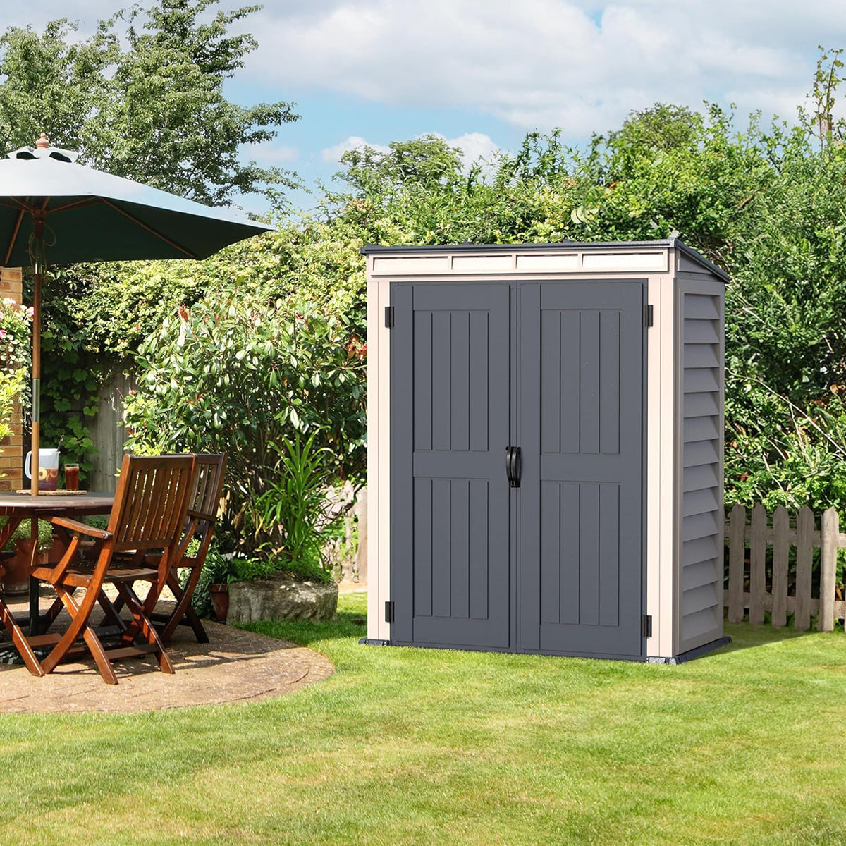 Caseta Jardín Yardmate Pent Plus 5×3 Pvc Gris Claro/oscuro_1