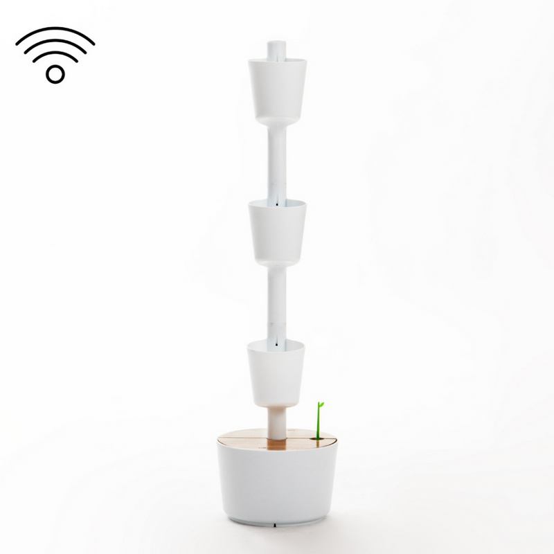 Macetero Vertical Citysens Con Riego Inteligente De 3 Macetas – Blanco, Polipropileno 100% Reciclado_5