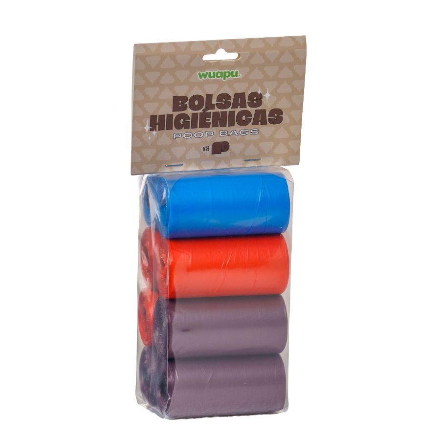 Pack 8 Rollos Colores Variados De Bolsas Higiénicas Recoge Excrementos De Perro. Rollos De 15 Bolsas_0