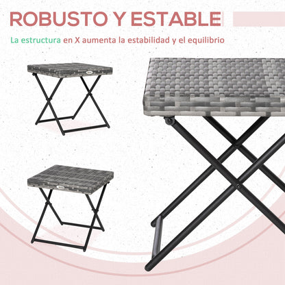 Mesa De Jardín Outsunny Acero, Pe Gris 40x40x40 Cm_5