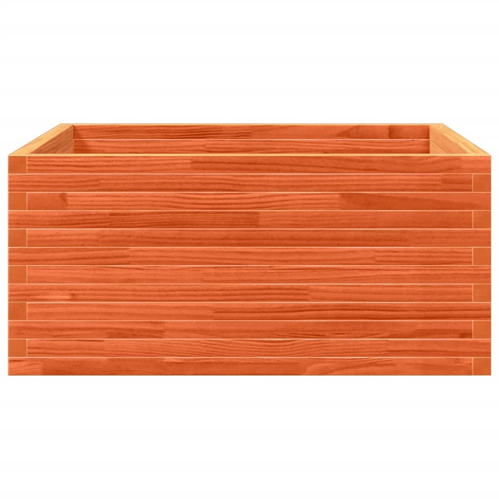 Jardinera De Madera Maciza Pino Marrón Cera 100x100x46 Cm_4