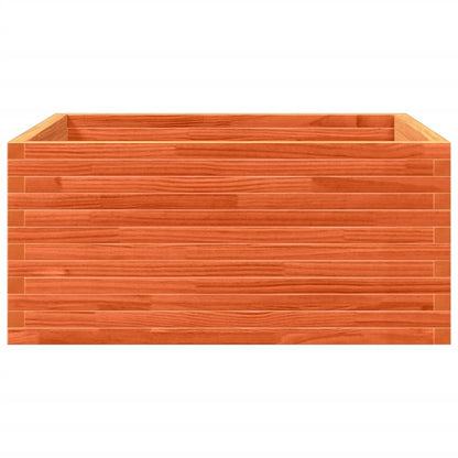 Jardinera De Madera Maciza Pino Marrón Cera 100x100x46 Cm_4