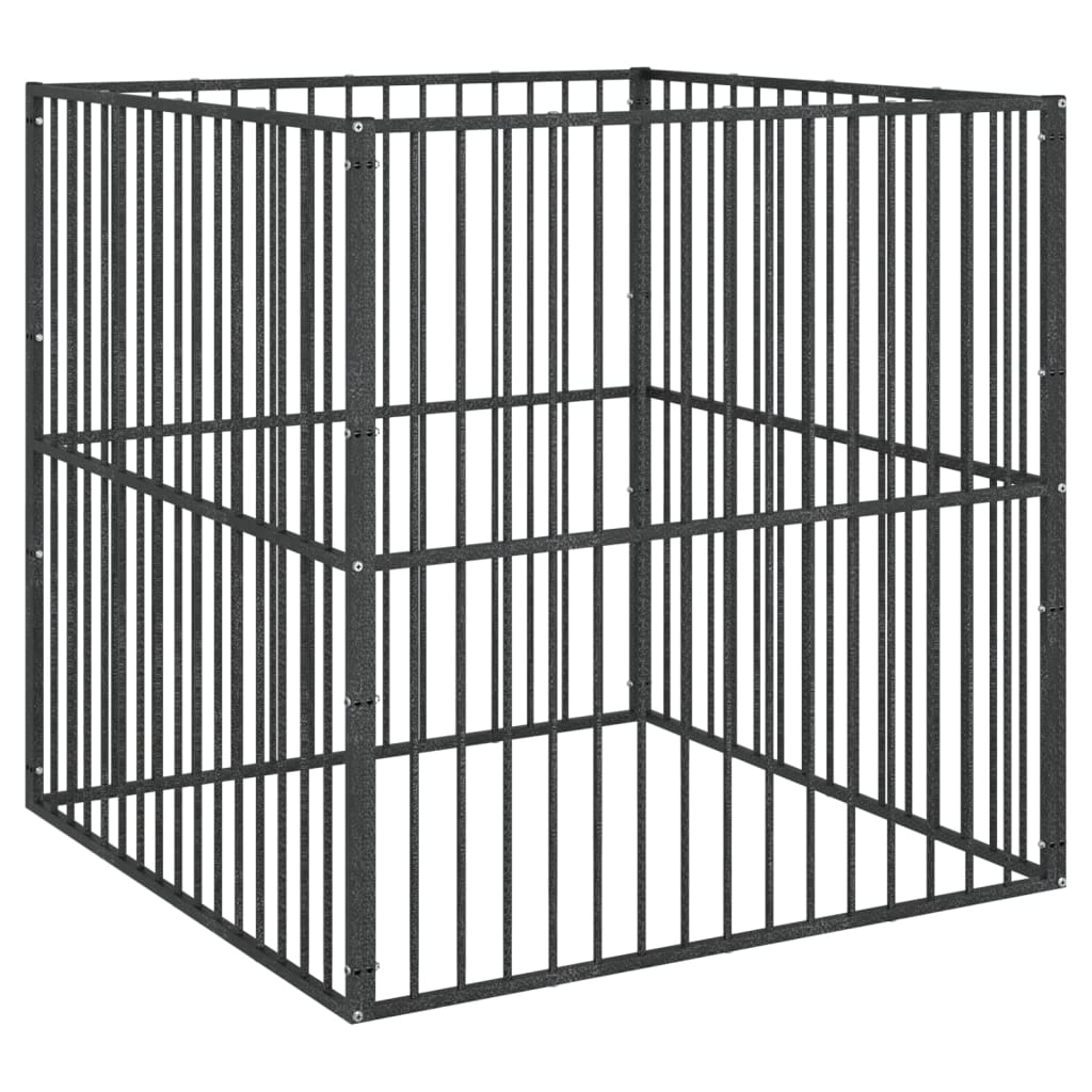Corralito Para Perros Con 4 Paneles Acero Galvanizado Negro_0