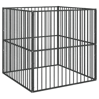 Corralito Para Perros Con 4 Paneles Acero Galvanizado Negro_0