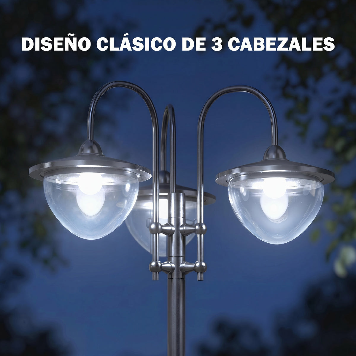 Farol De Jardín Outsunny Pp, Abs, Acero Inoxidable, Aleación De Aluminio Negro 60x55x189 Cm_3