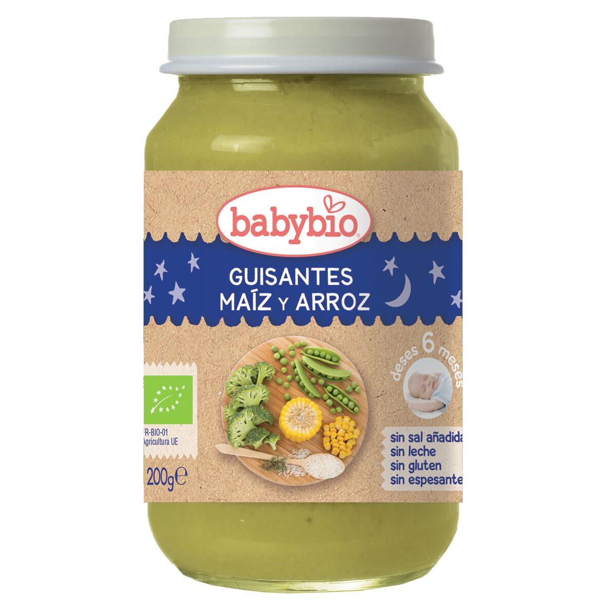 Tarrito Buenas Noches Guisantes, Maiz y Arroz Babybio 200 g