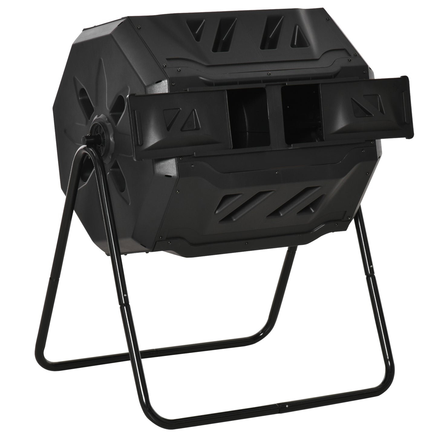 Outsunny Compostador De Tambor Giratorio 160l De Doble Cámara Marco De Acero_0