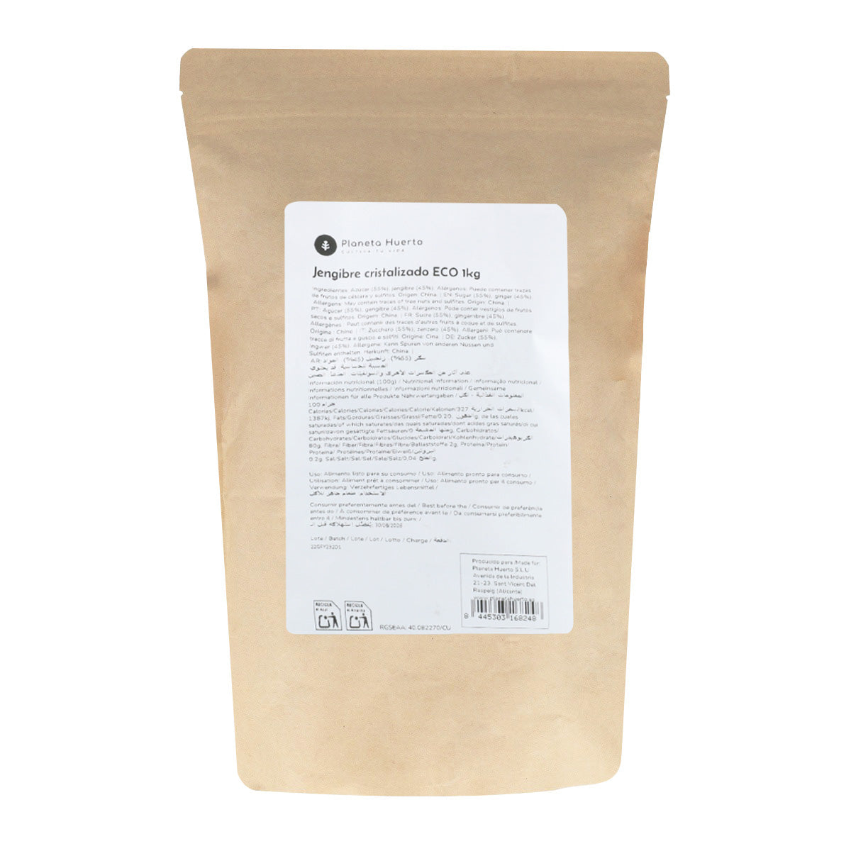 Jengibre cristalizado ECO Planeta Huerto 1 kg