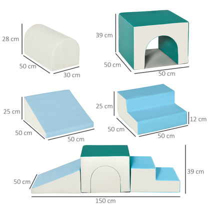 Homcom 4 Bloques De Espuma Para Niños Tapizados En Cuero Sintético 150x50x39 Cm_2