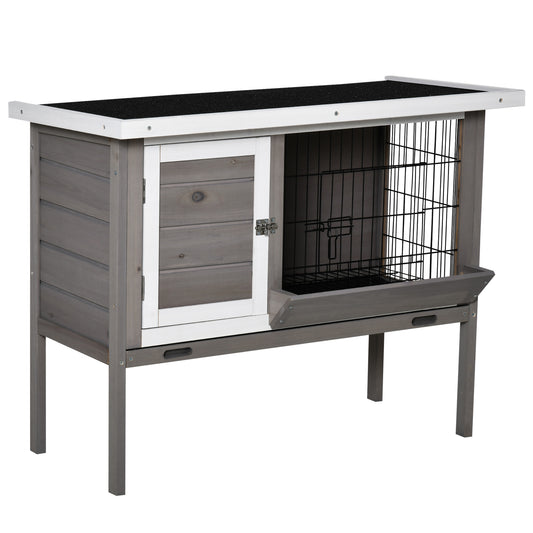 Conejera De Madera Exterior Con Techo Abatible Pawhut 91x46x71 Cm Gris_0