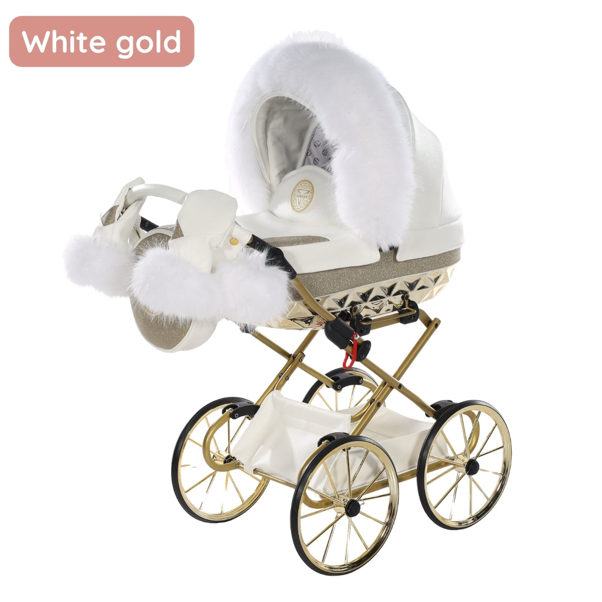 Carro De Muñecas Hand Craft Glitter Satin Classic White / Gold_2