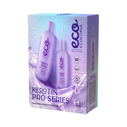 Tratamiento capilar reparador «Keratin Pro Series», Ecoforia 400 ml/200 ml