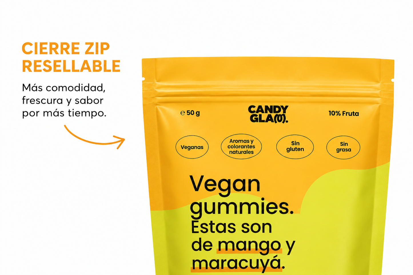Gummies Veganas Sabor Mango Y Maracuyá Pack 14 Bolsas - Snack Dulce Natural Sin Gluten_3