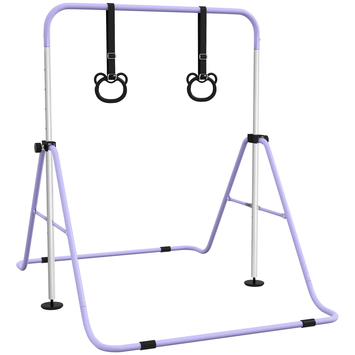 Homcom Barra De Gimnasia Para Niños Con Altura Ajustable En 5 Niveles Y Anillos_0