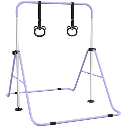 Homcom Barra De Gimnasia Para Niños Con Altura Ajustable En 5 Niveles Y Anillos_0