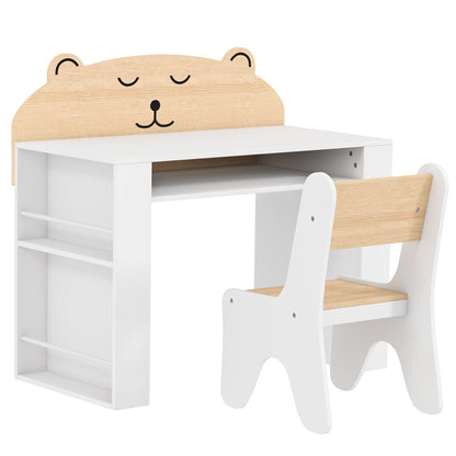 Conjunto Infantil De Mesa E Cadeira Aiyaplay Painel De Partículas, Mdf Branco_0