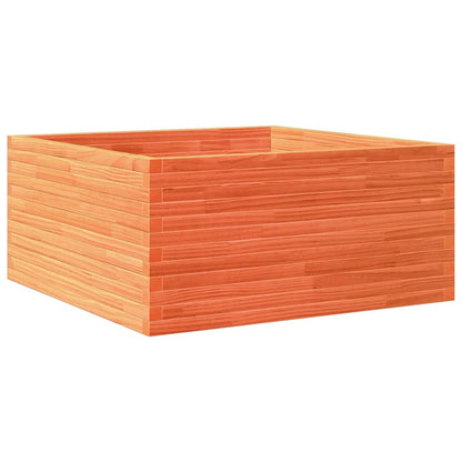 Jardinera De Madera Maciza Pino Marrón Cera 100x100x46 Cm_0