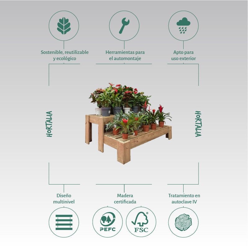 Expositor Escalera De Madera Podium Hortalia_5