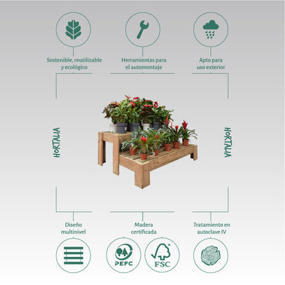 Expositor Escalera De Madera Podium Hortalia_5