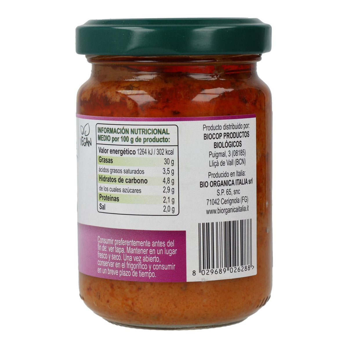 Pesto de Berenjenas Vegano Bio Organica Italia 140 gr