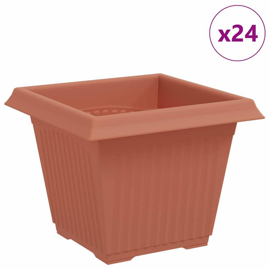 Maceta Cuadrada Para Flores 24 Pcs Rojo Ladrillo Plástico_0
