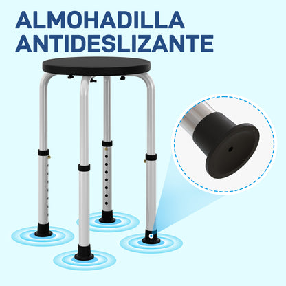 Taburete De Ducha Homcom Aluminio, Pe Negro 32.2x41x54 Cm_5