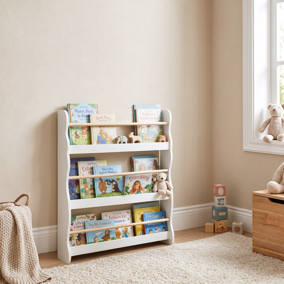 Estante De Livros Infantil Aiyaplay Painel De Partículas, Melamina Branco_4