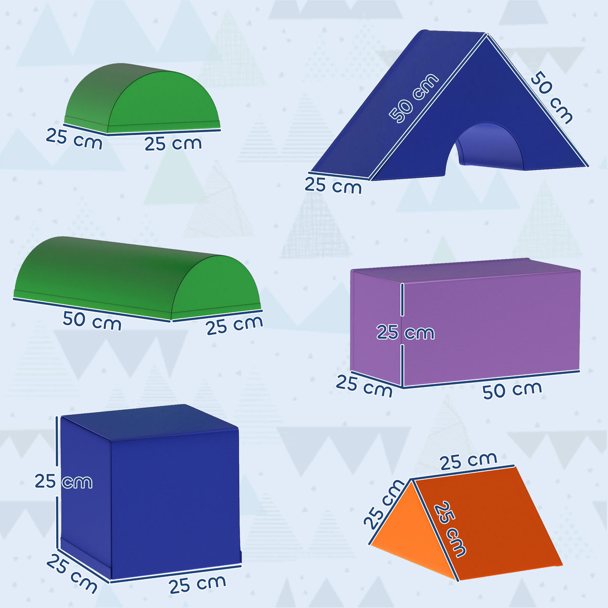 Bloques De Espuma Homcom Pu, Epe Multicolor 50x50x25 Cm_2