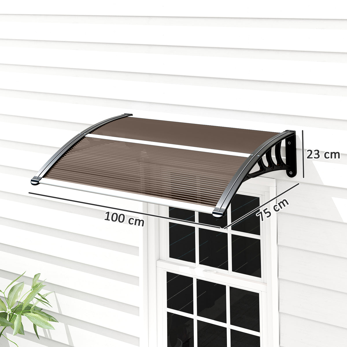 Outsunny Tejadillo De Protección 75x100cm Marquesina Para Puerta Marrón_2